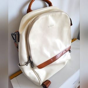 Spacious soft vegan leather cream backpack